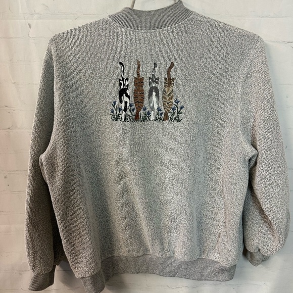 Vintage Granny Cat Sweater size PM - Picture 4 of 5